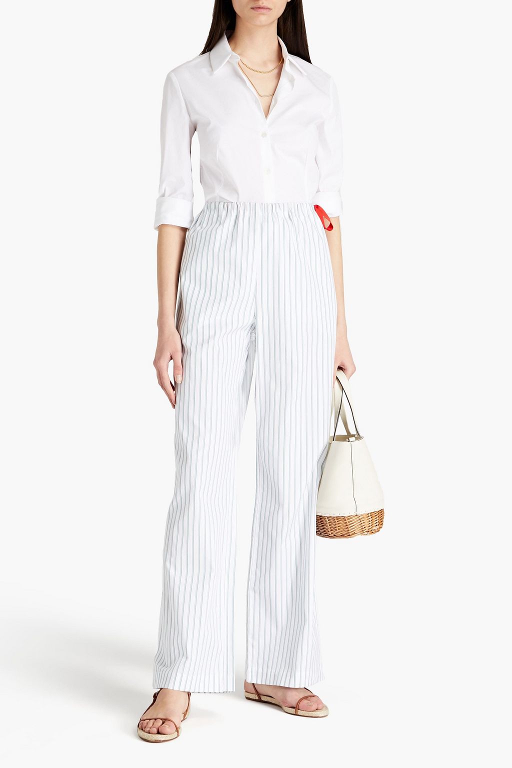 VICTORIA, VICTORIA BECKHAM Striped cotton wide-leg pants