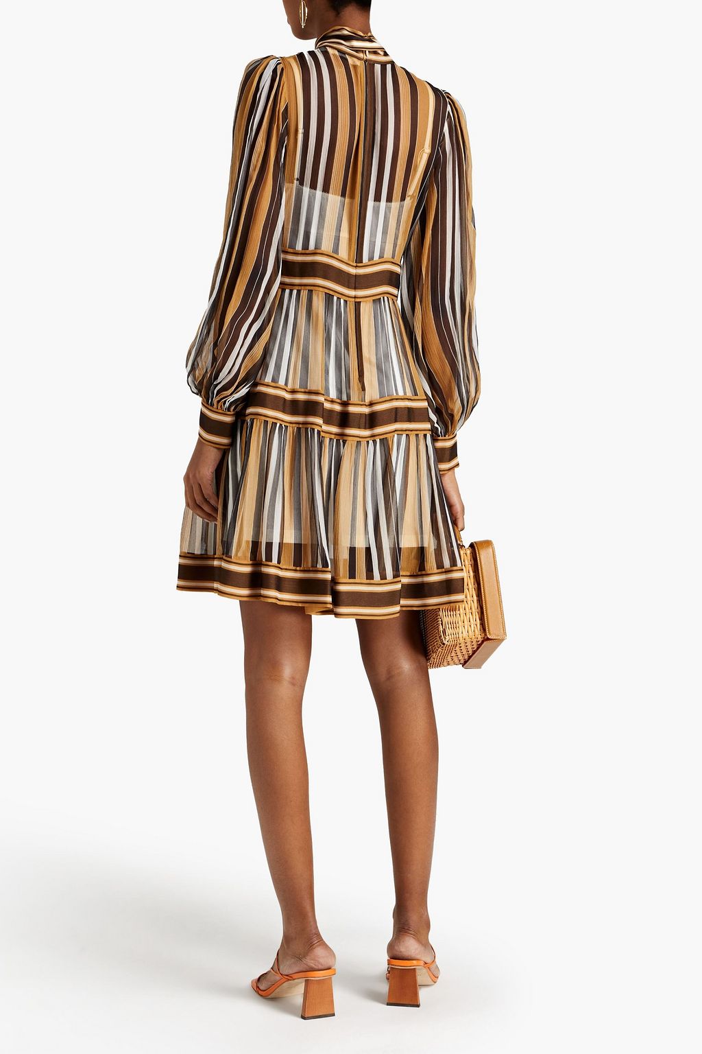 ZIMMERMANN Botanica tie-neck striped silk-crepon mini dress