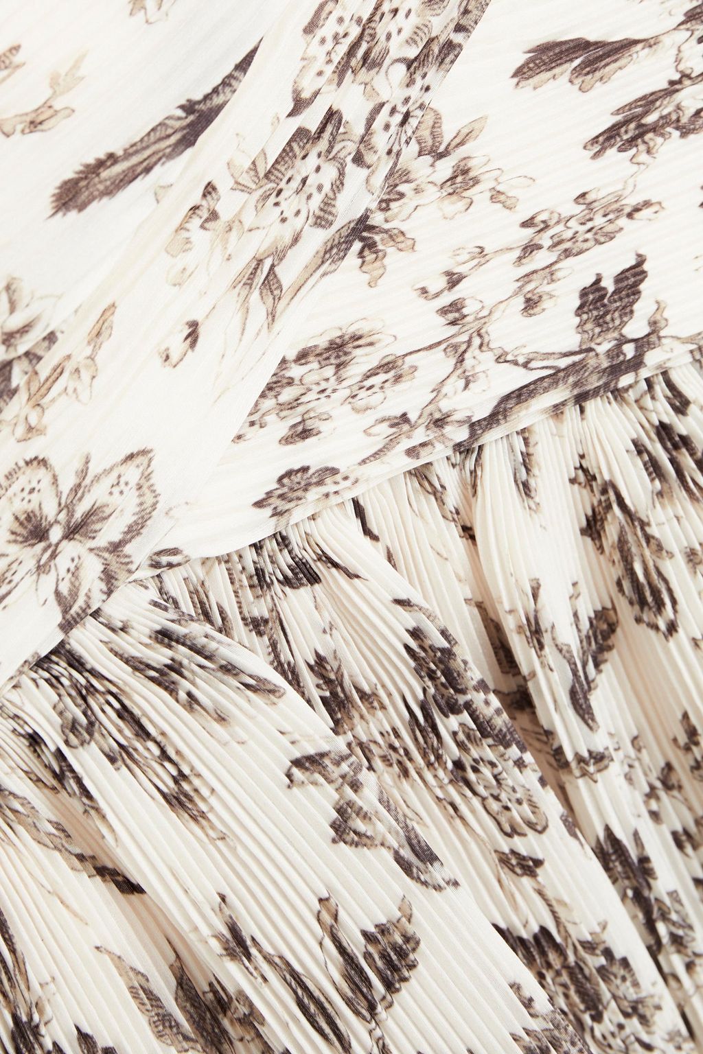 ZIMMERMANN Plissé floral-print organza mini skirt
