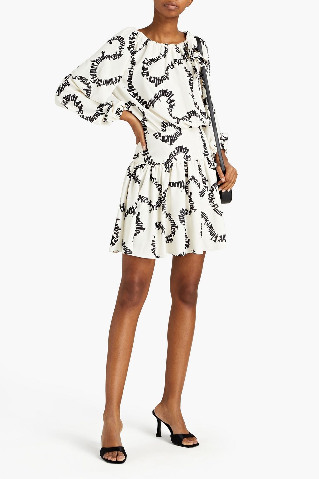 ZIMMERMANN Gathered printed twill mini dress