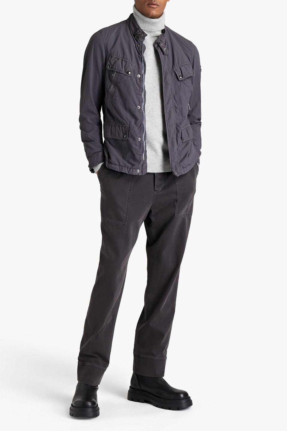 Belstaff Man Denesmere Crinkled-shell Jacket In Blue