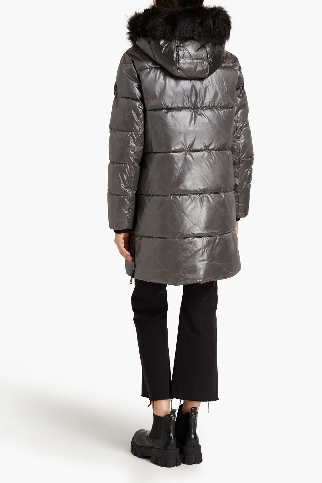 DKNY Quilted metallic shell hooded coat
