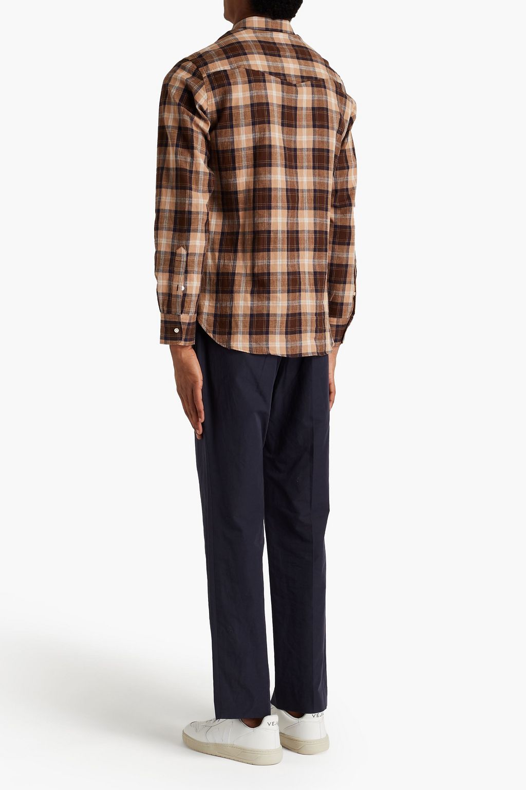 OFFICINE GÉNÉRALE Checked crinkled-cotton shirt