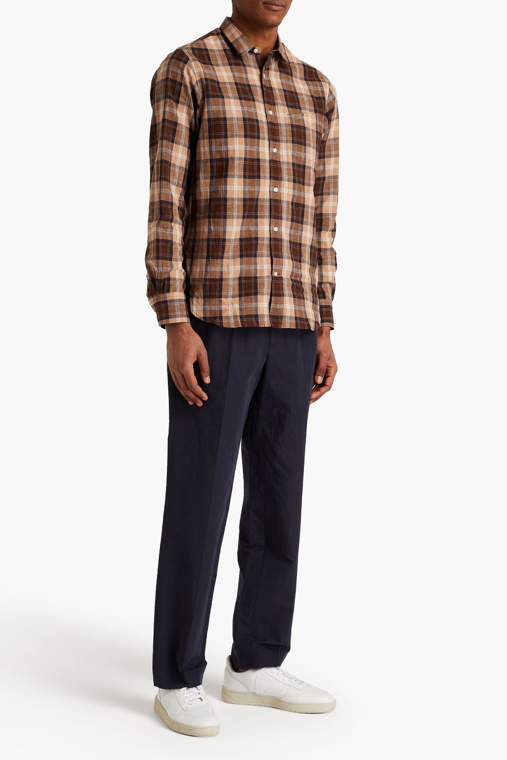 OFFICINE GÉNÉRALE Checked crinkled-cotton shirt