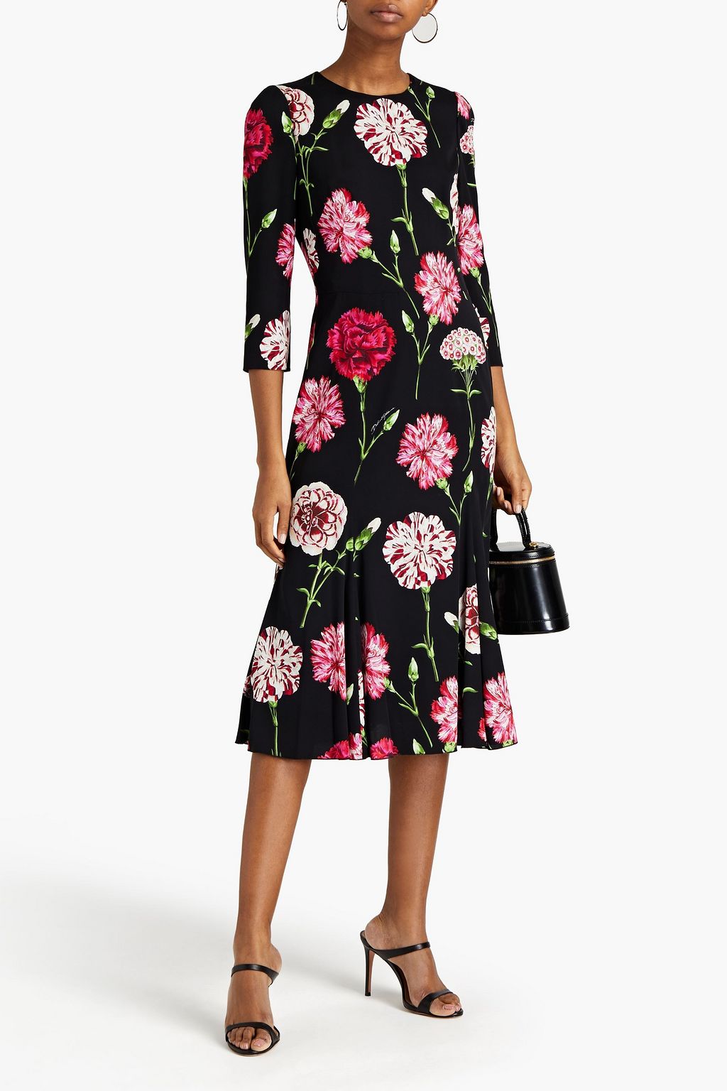 DOLCE&GABBANA Floral-print silk-blend crepe de chine midi dress