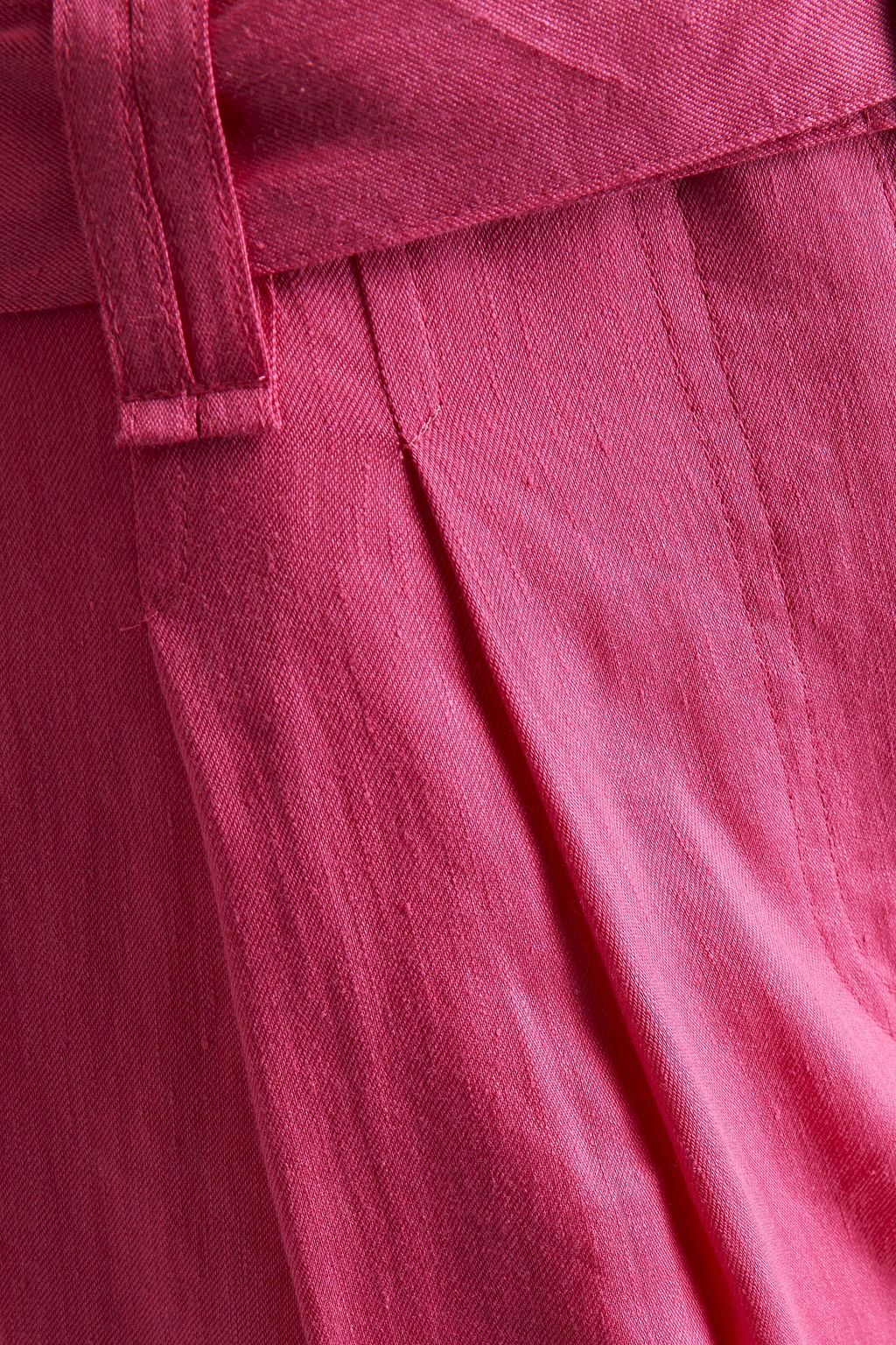 IRO Margatee belted linen and cupro-blend twill tapered pants