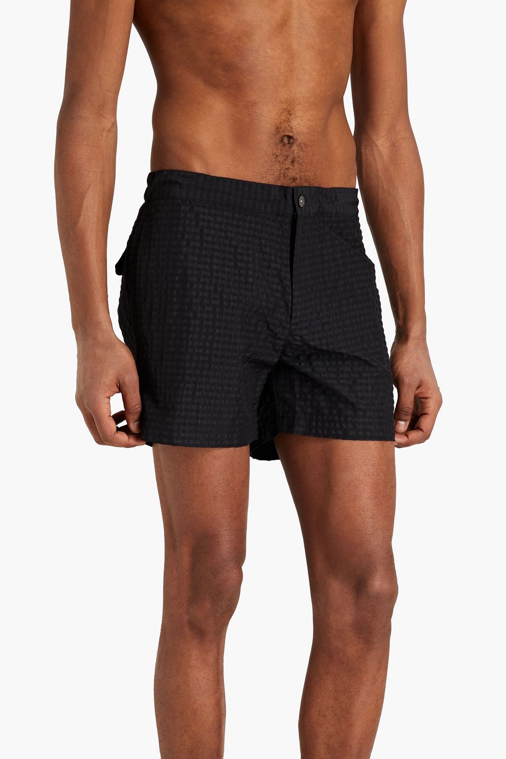OFFICINE GÉNÉRALE Roman short-length seersucker swim shorts