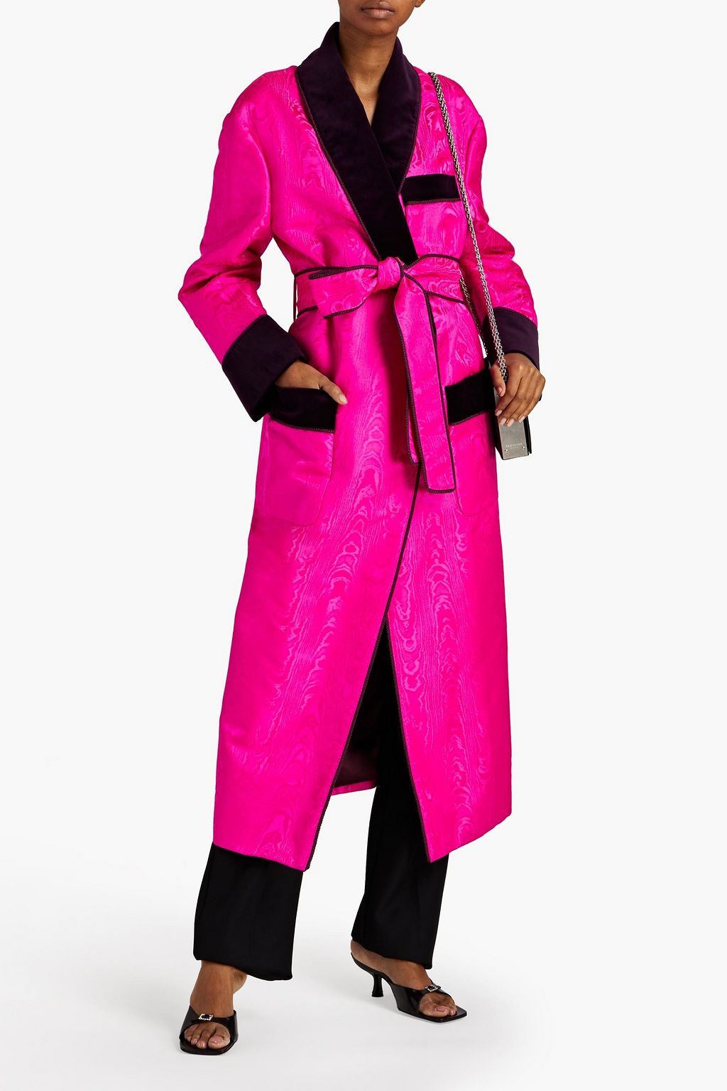 DOLCE&GABBANA Velvet-trimmed moire coat
