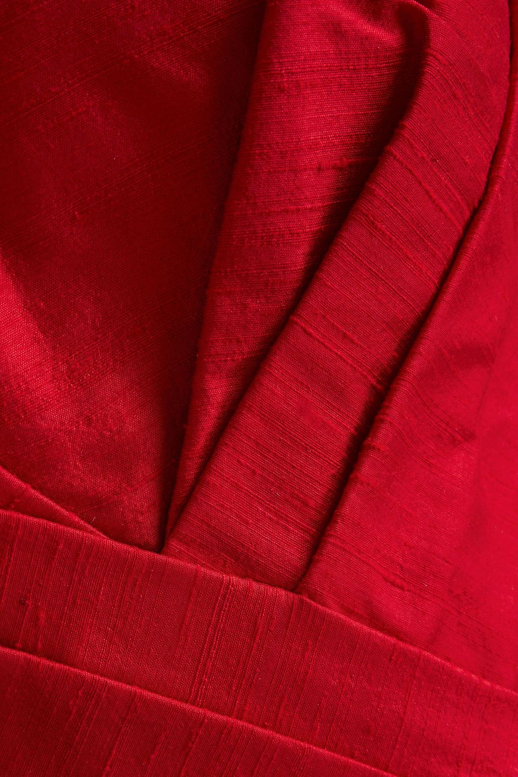 RASARIO Strapless pleated silk-dupioni gown