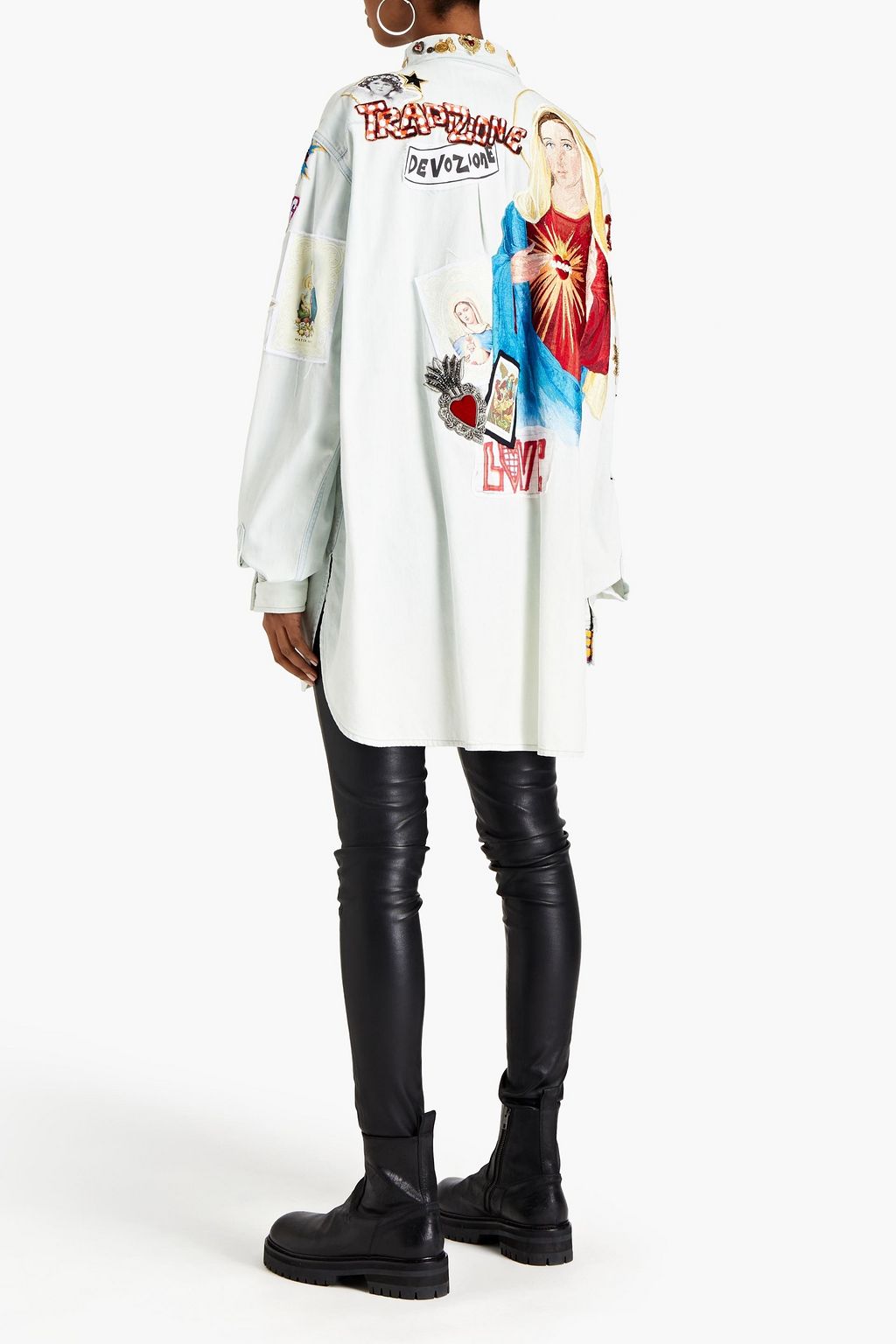 DOLCE&GABBANA Oversized embellished denim shirt
