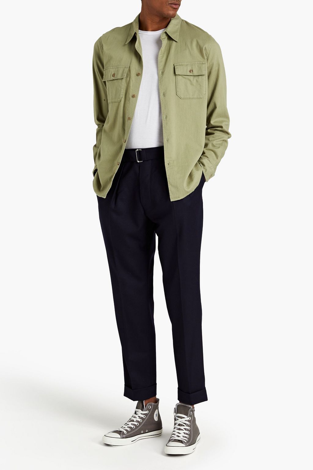 OFFICINE GÉNÉRALE Pierre tapered pleated wool-flannel pants