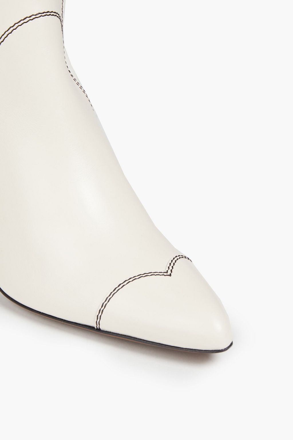 ZIMMERMANN Button-embellished topstitched leather and canvas boots