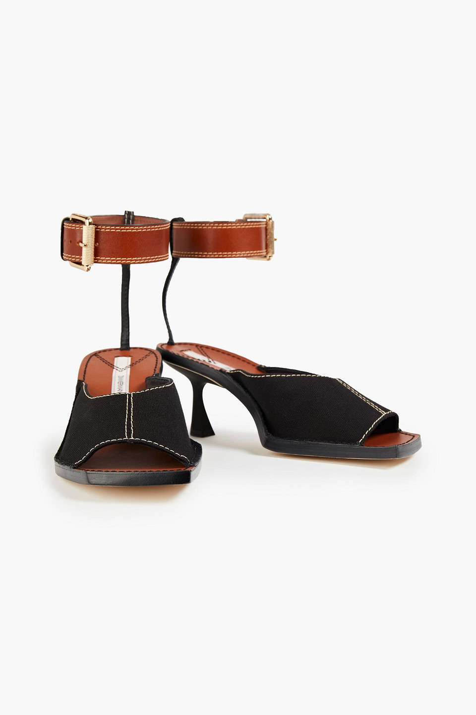 Zimmermann Leather-trimmed Canvas Sandals In Black