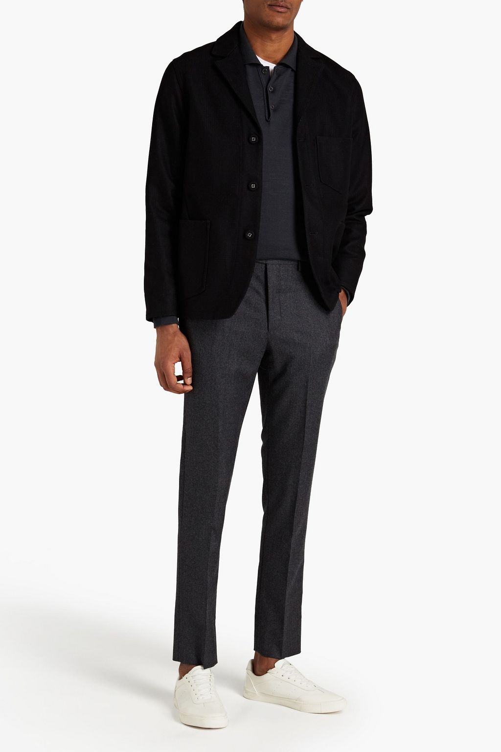 OFFICINE GÉNÉRALE Paul tapered mélange wool-flannel pants