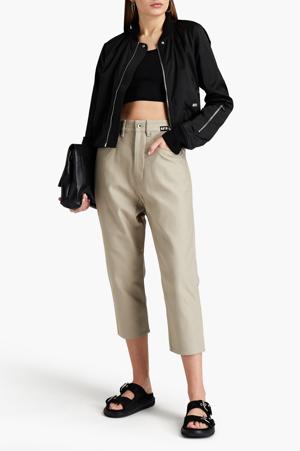 Rick Owens Drkshdw Jacquard-trimmed Shell Bomber Jacket In Black