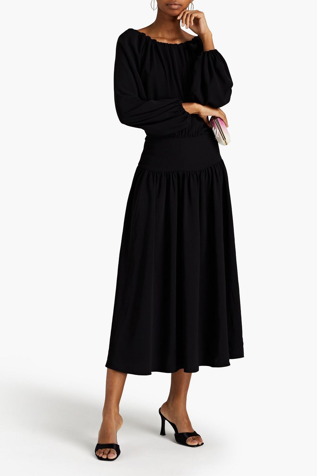 ZIMMERMANN Gathered printed twill midi dress