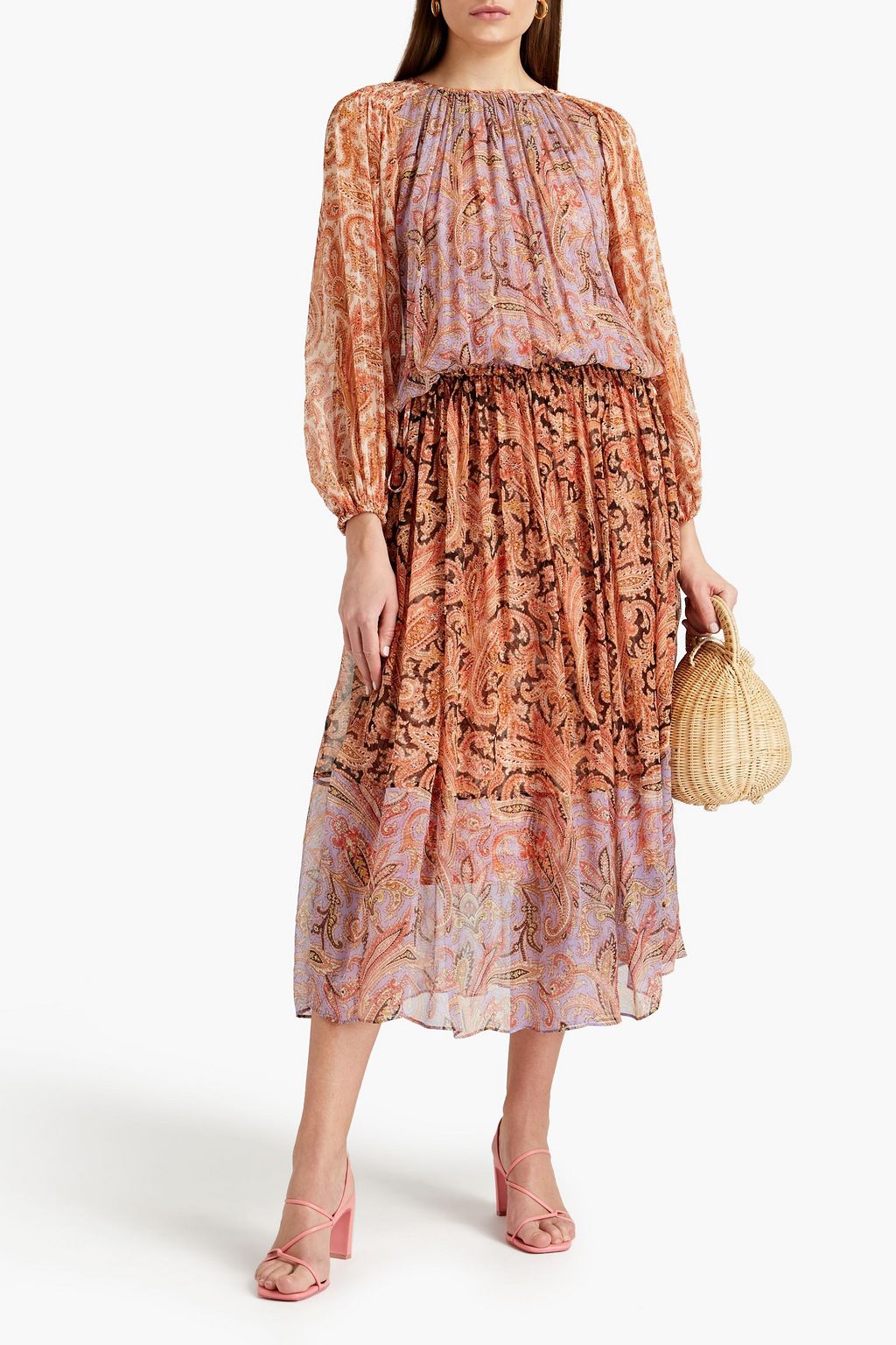 ZIMMERMANN Botanica gathered printed silk-crepon midi dress