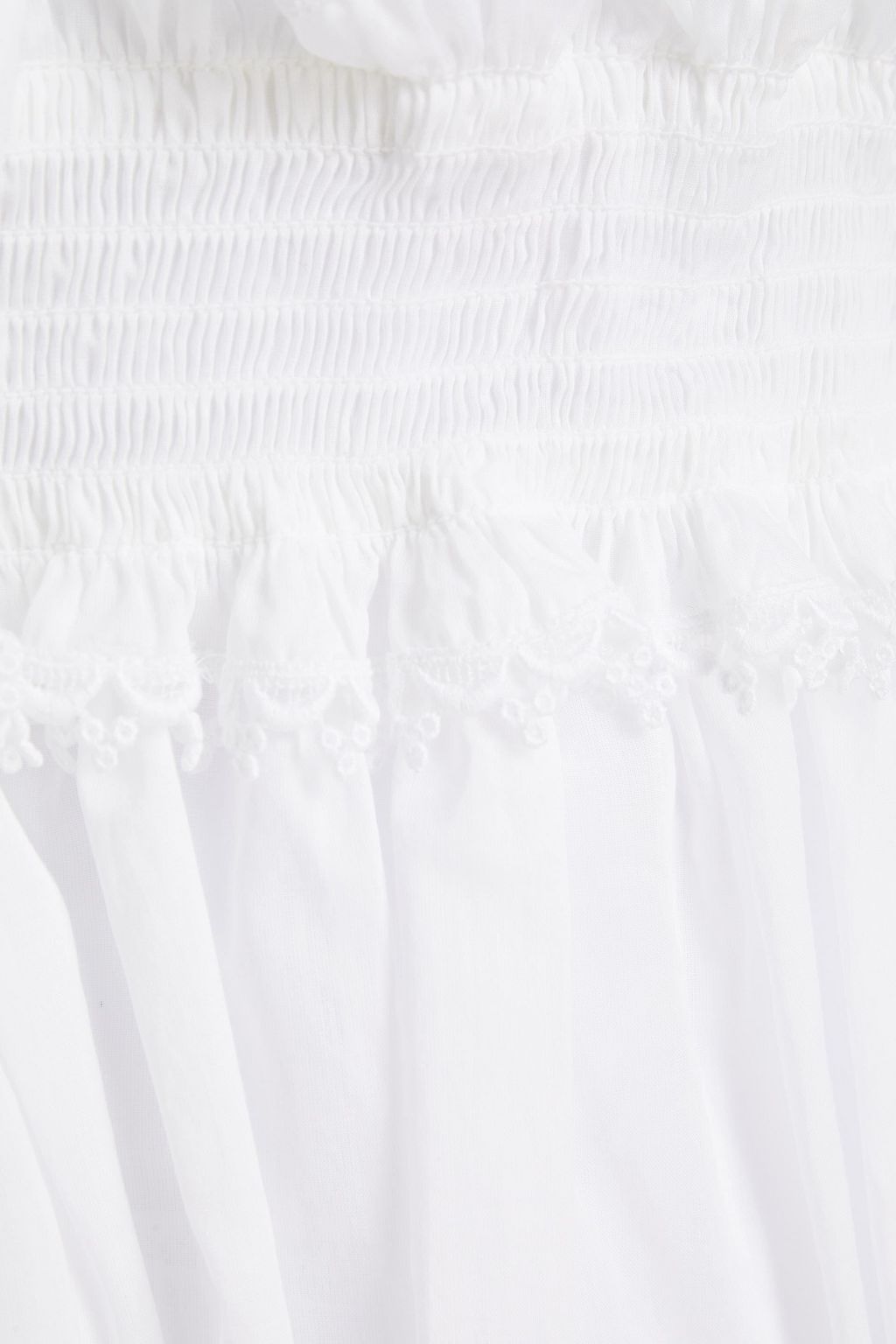 DOLCE&GABBANA Lace-trimmed shirred cotton top