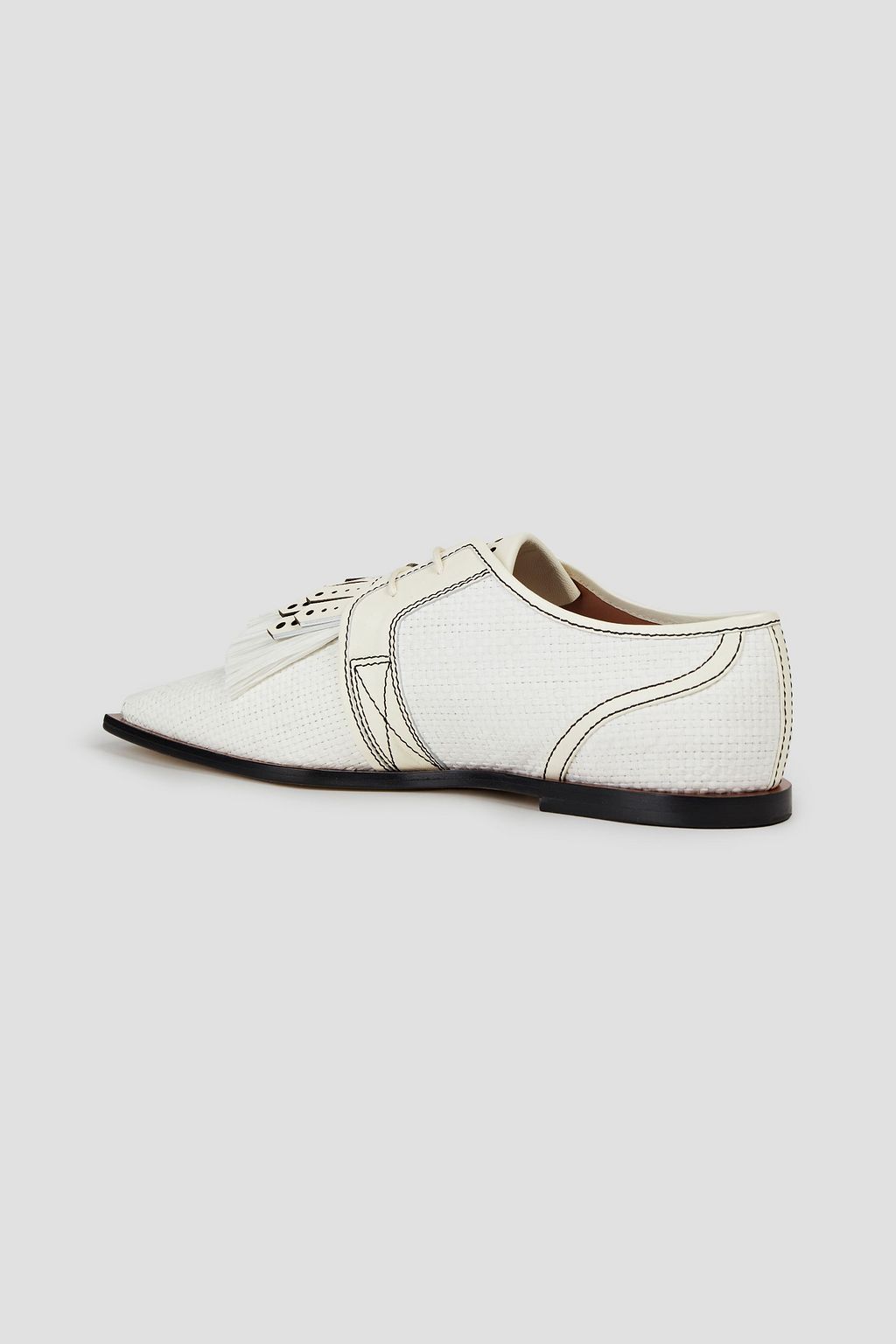 ZIMMERMANN Fringed leather-trimmed raffia brogues