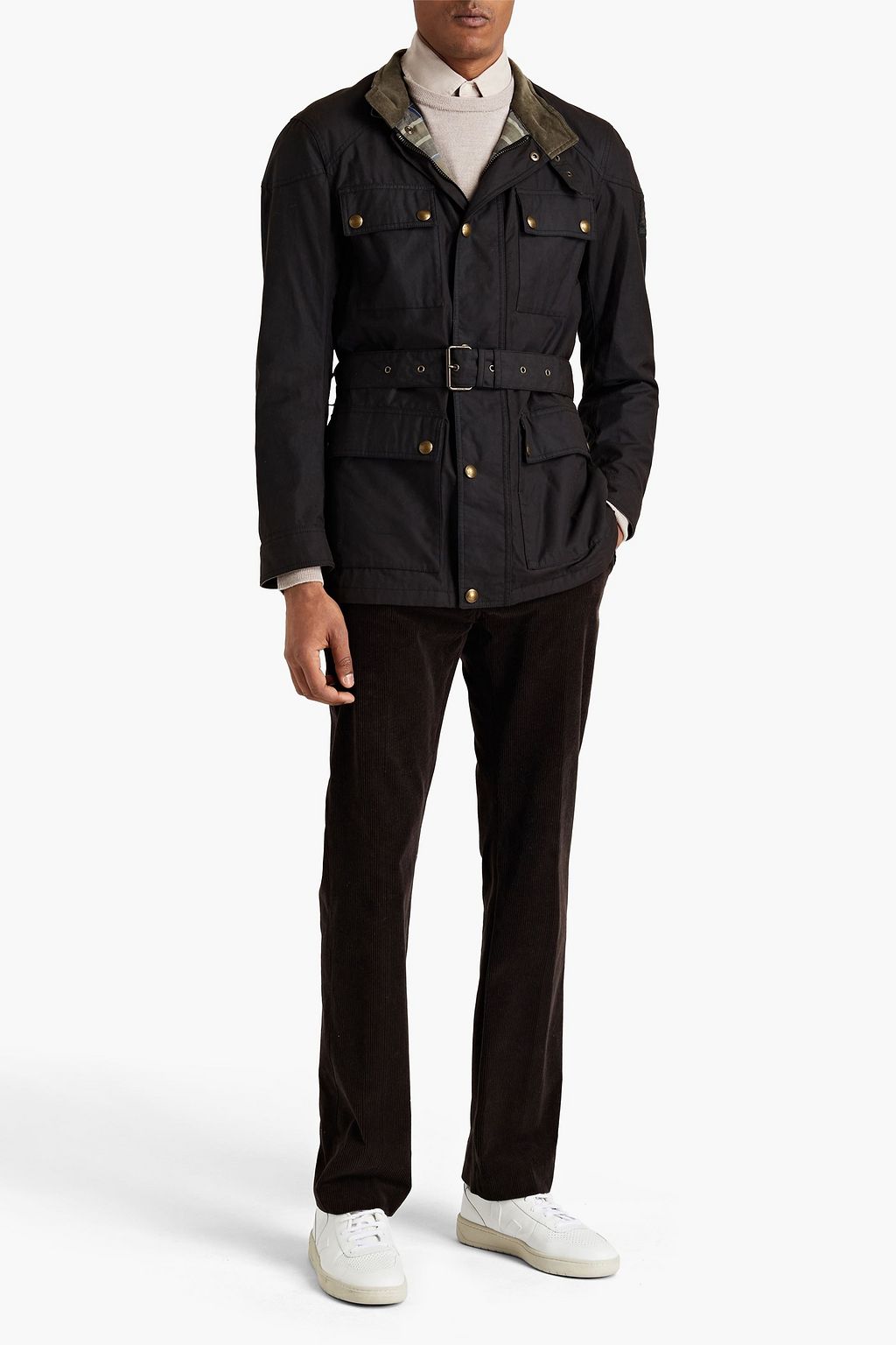 BELSTAFF Belted logo-appliquéd cotton jacket