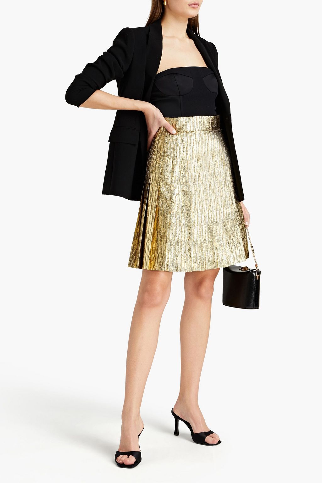DOLCE&GABBANA Pleated lamé mini skirt
