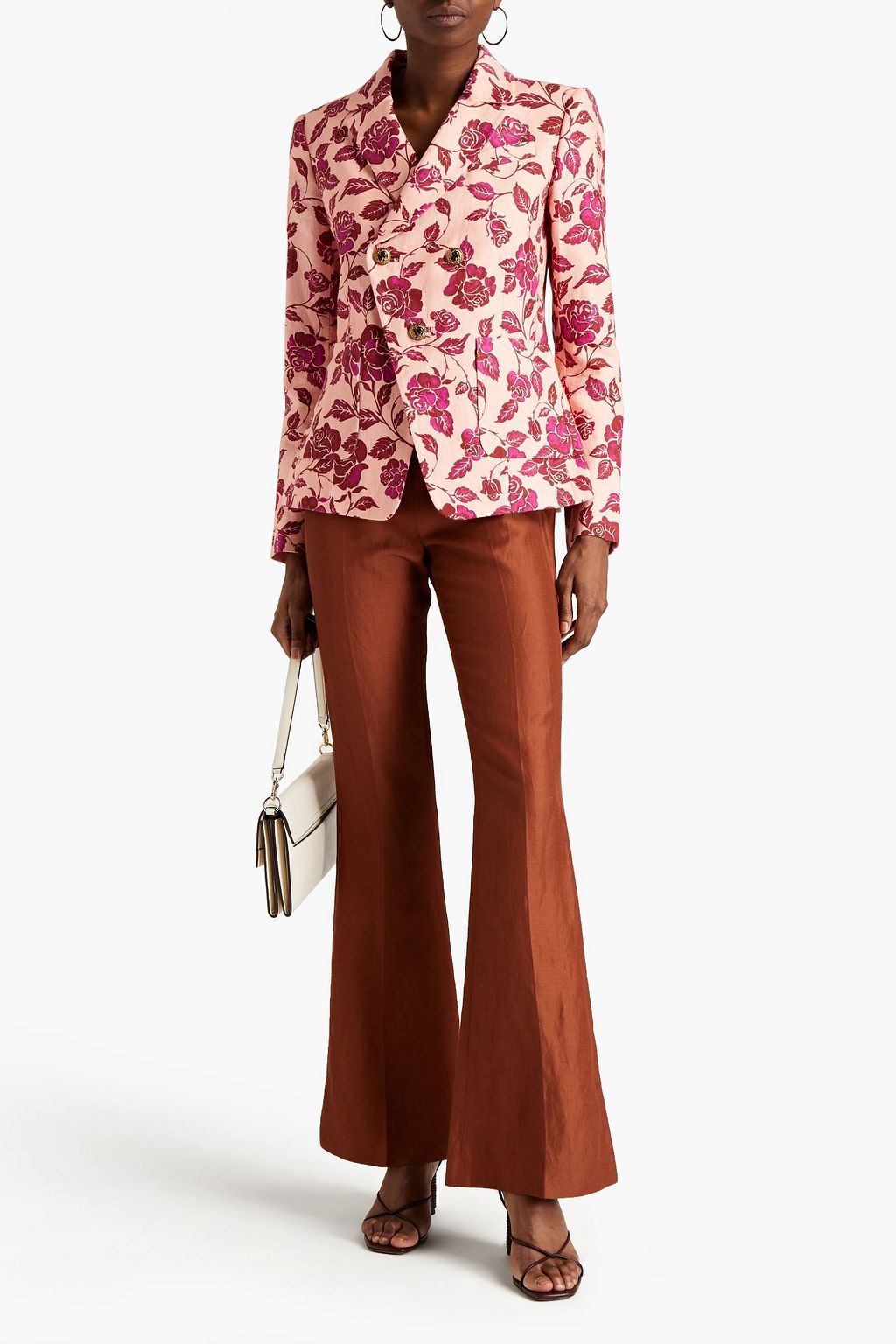 ZIMMERMANN Double-breasted floral-print linen blazer