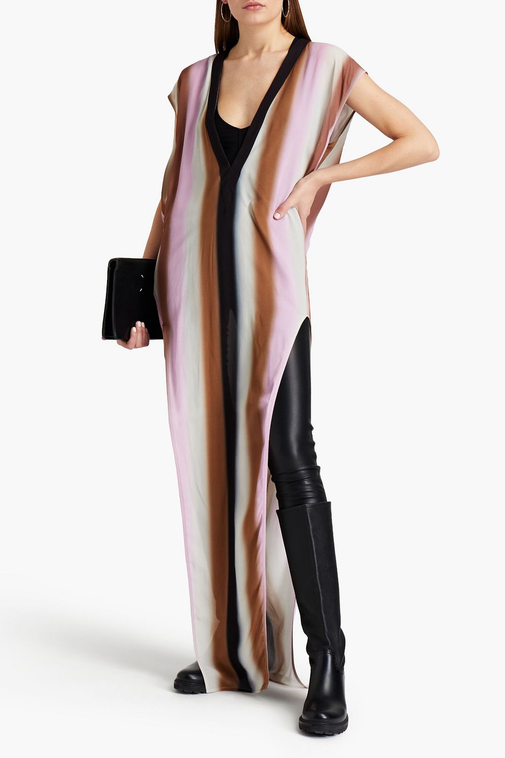 RICK OWENS Striped georgette maxi dress