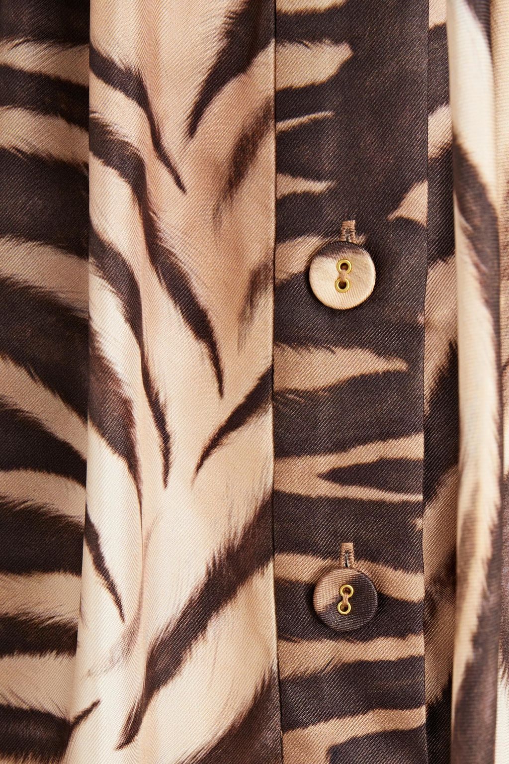 ZIMMERMANN Pussy-bow belted zebra-print silk-twill midi shirt dress