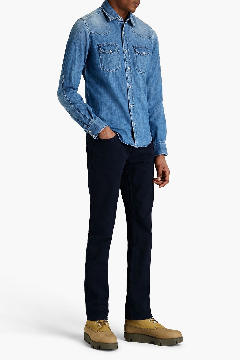 BELSTAFF Somerford logo-appliquéd faded denim shirt