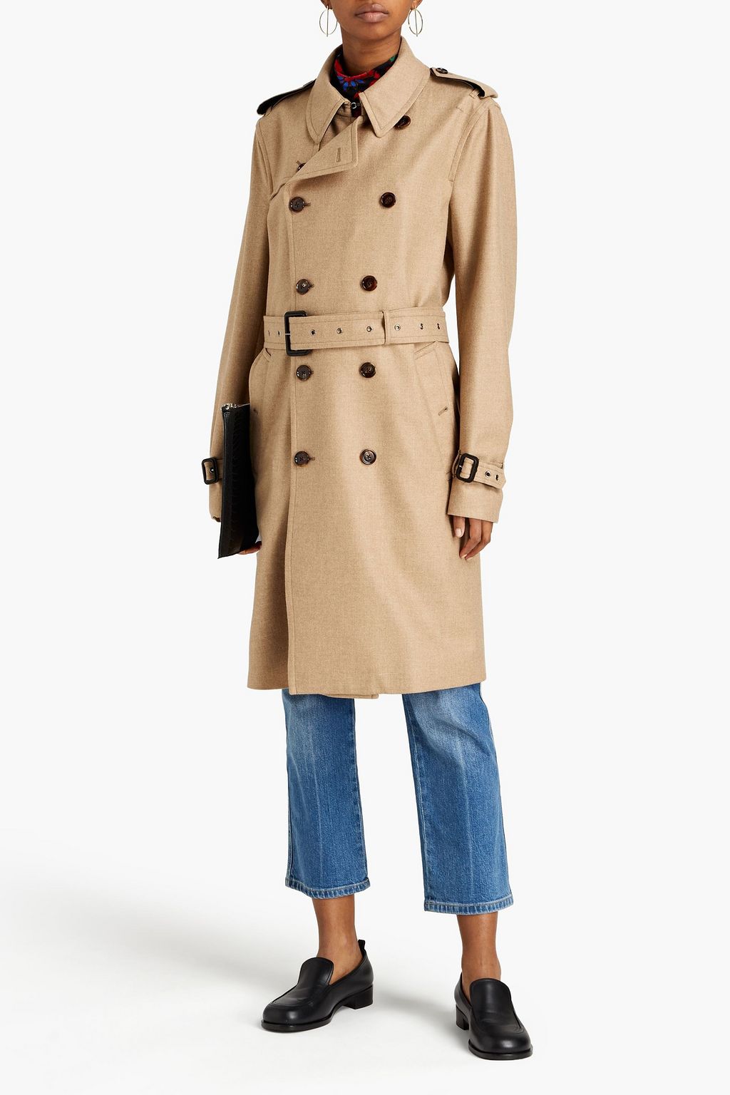 DOLCE&GABBANA Belted wool, cotton and cashmere-blend twill trench coat