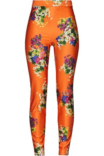 Dolce & Gabbana Floral Print High Waist Leggings in Red