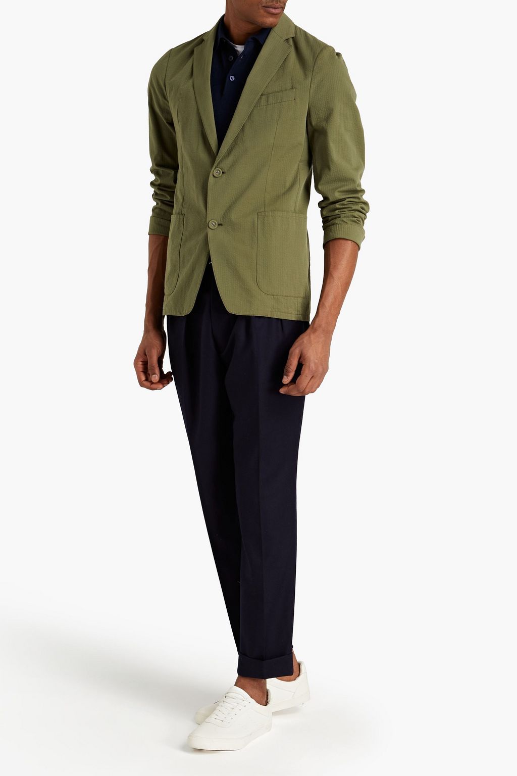 OFFICINE GÉNÉRALE Slim-fit cotton-seersucker blazer