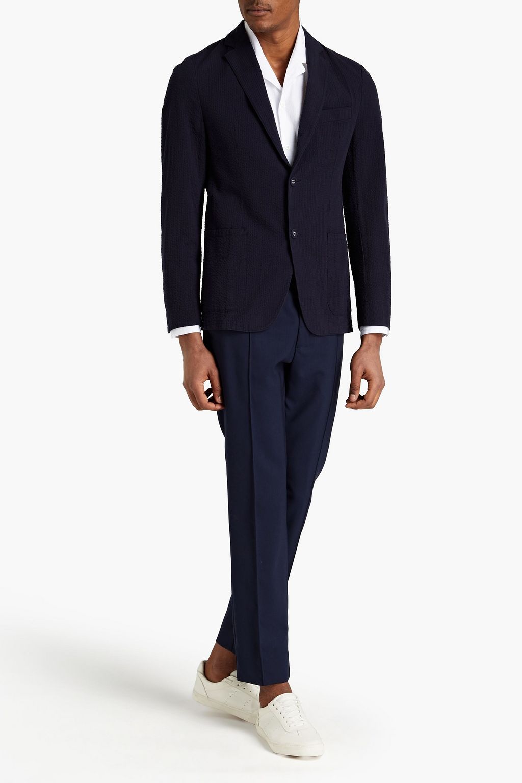OFFICINE GÉNÉRALE Slim-fit cotton-seersucker blazer