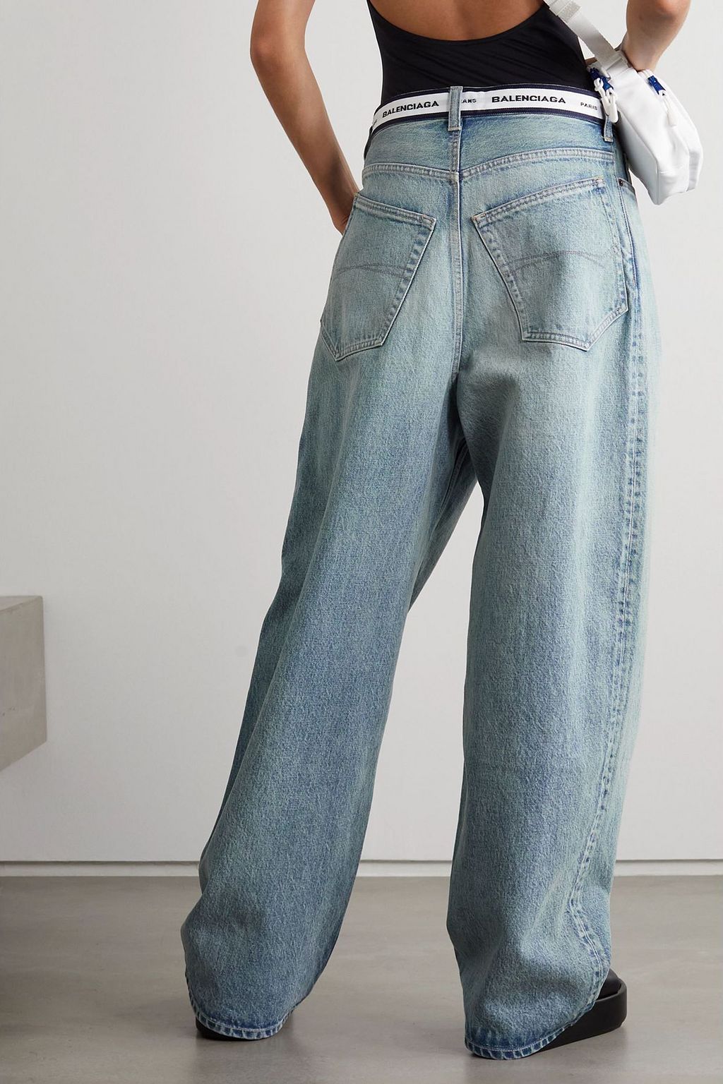 BALENCIAGA Webbing-trimmed mid-rise straight-leg jeans