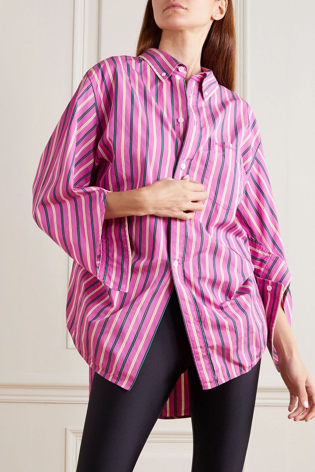 BALENCIAGA Swing striped cotton-poplin shirt