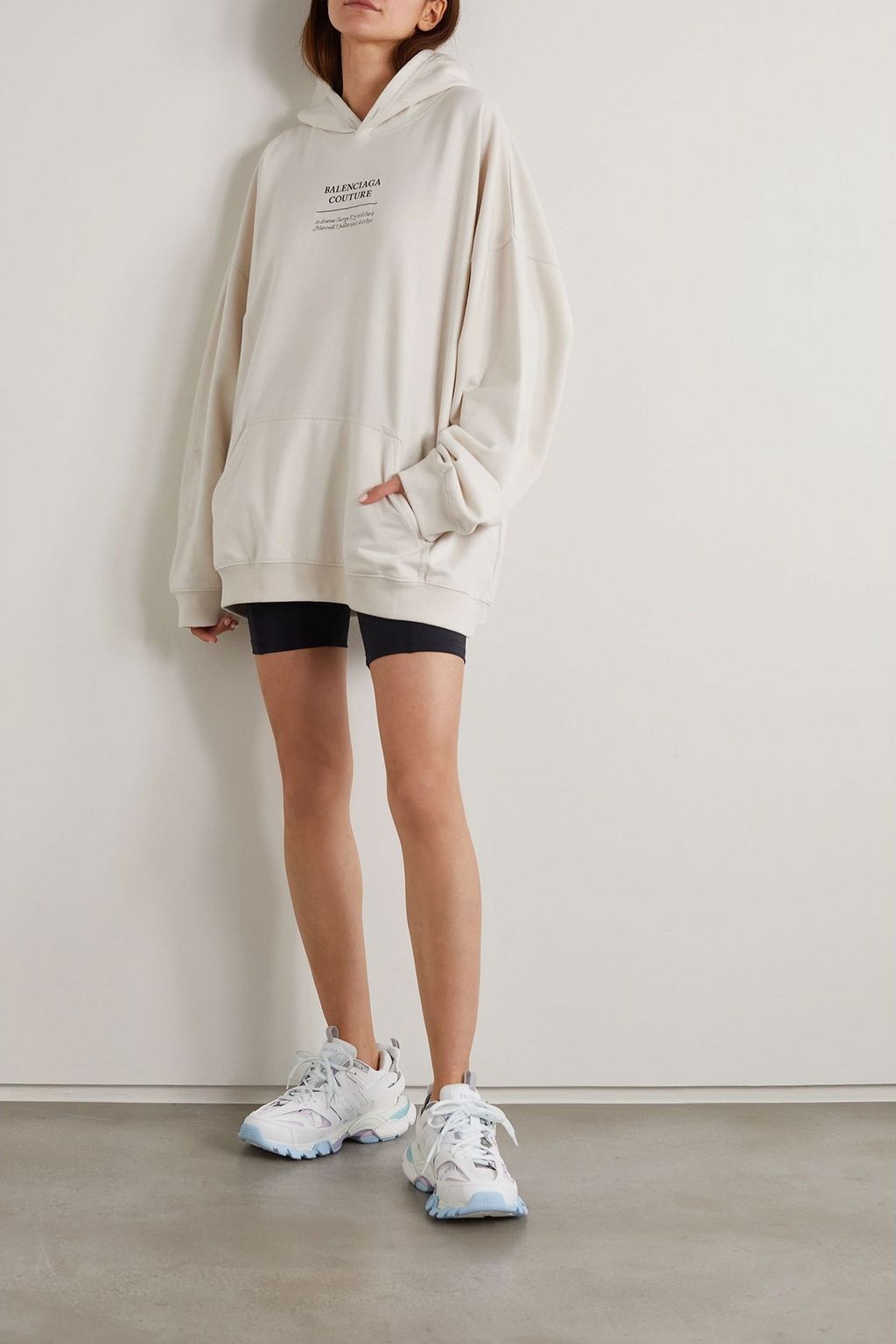 BALENCIAGA Oversized embroidered jersey hoodie