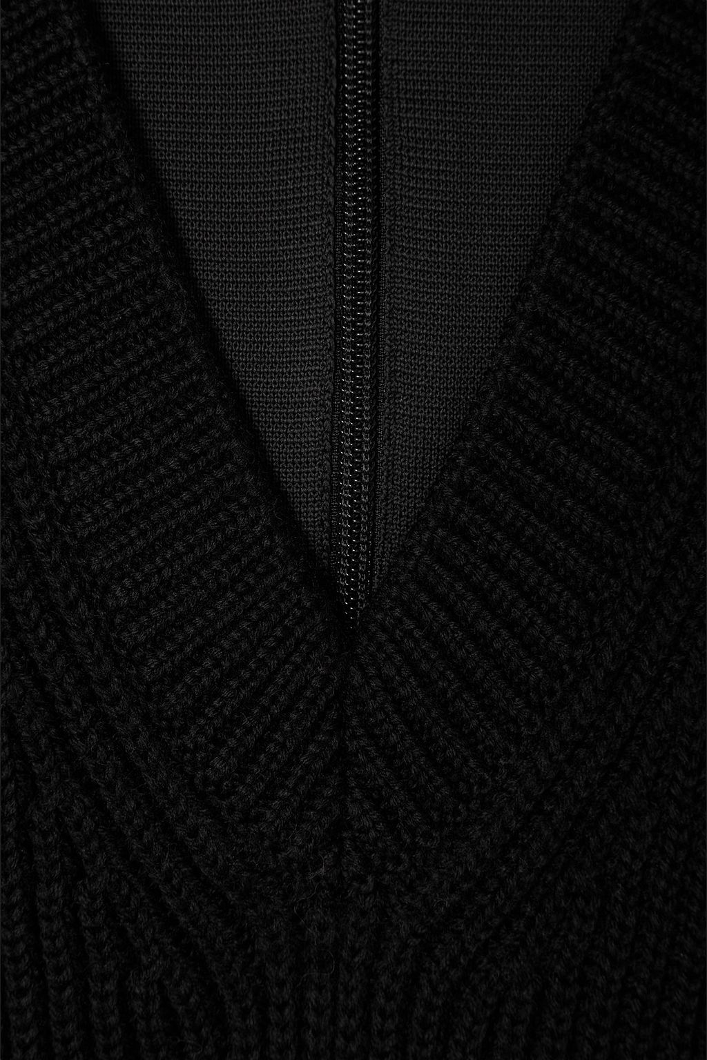 BALENCIAGA Layered ribbed wool and stretch-knit sweater