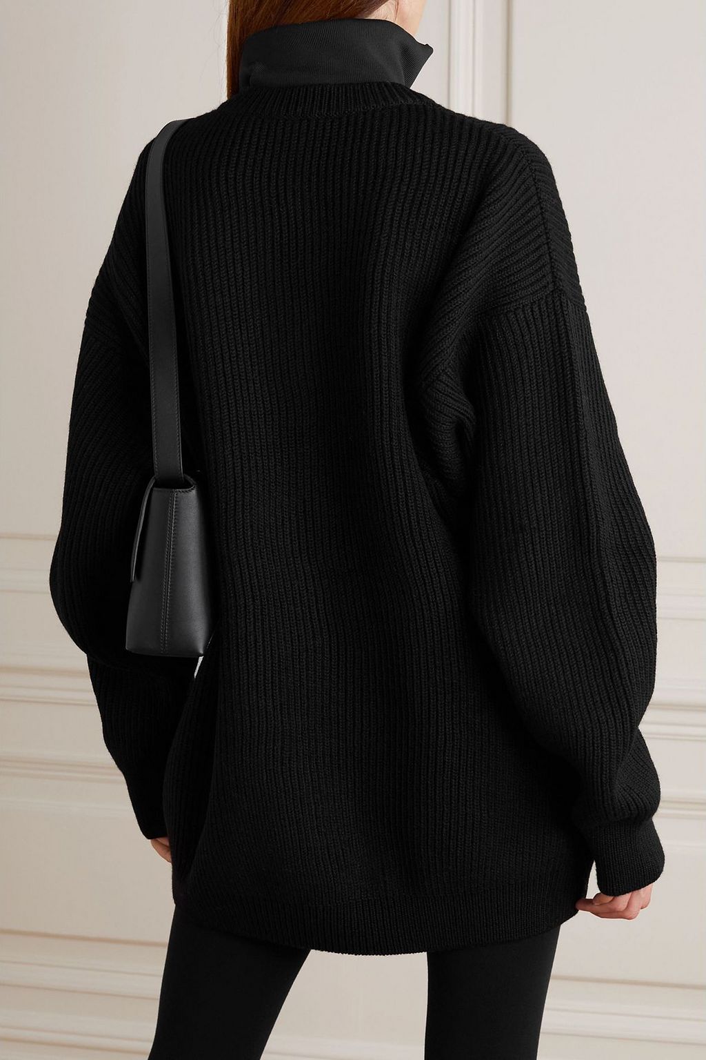 BALENCIAGA Layered ribbed wool and stretch-knit sweater
