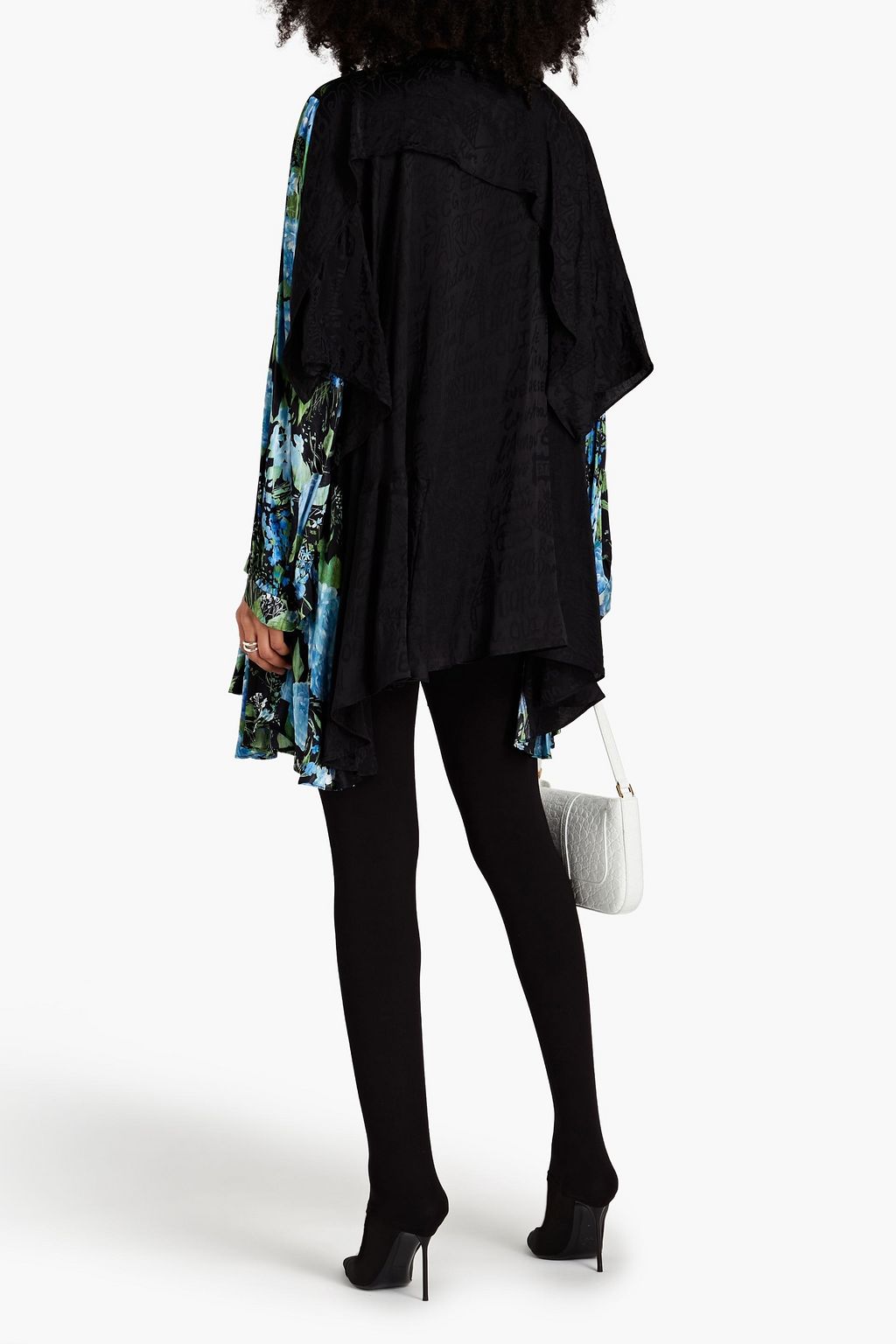 BALENCIAGA サテンツイル&ジャカード ミニワンピース フローラルプリント