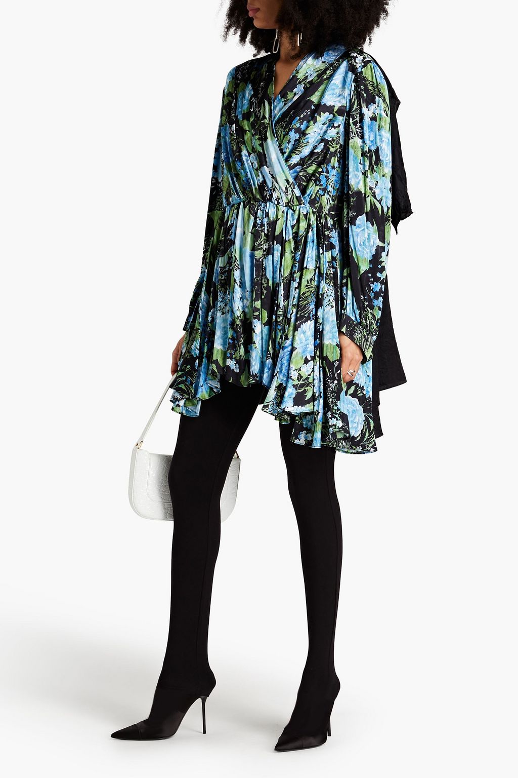 BALENCIAGA サテンツイル&ジャカード ミニワンピース フローラルプリント