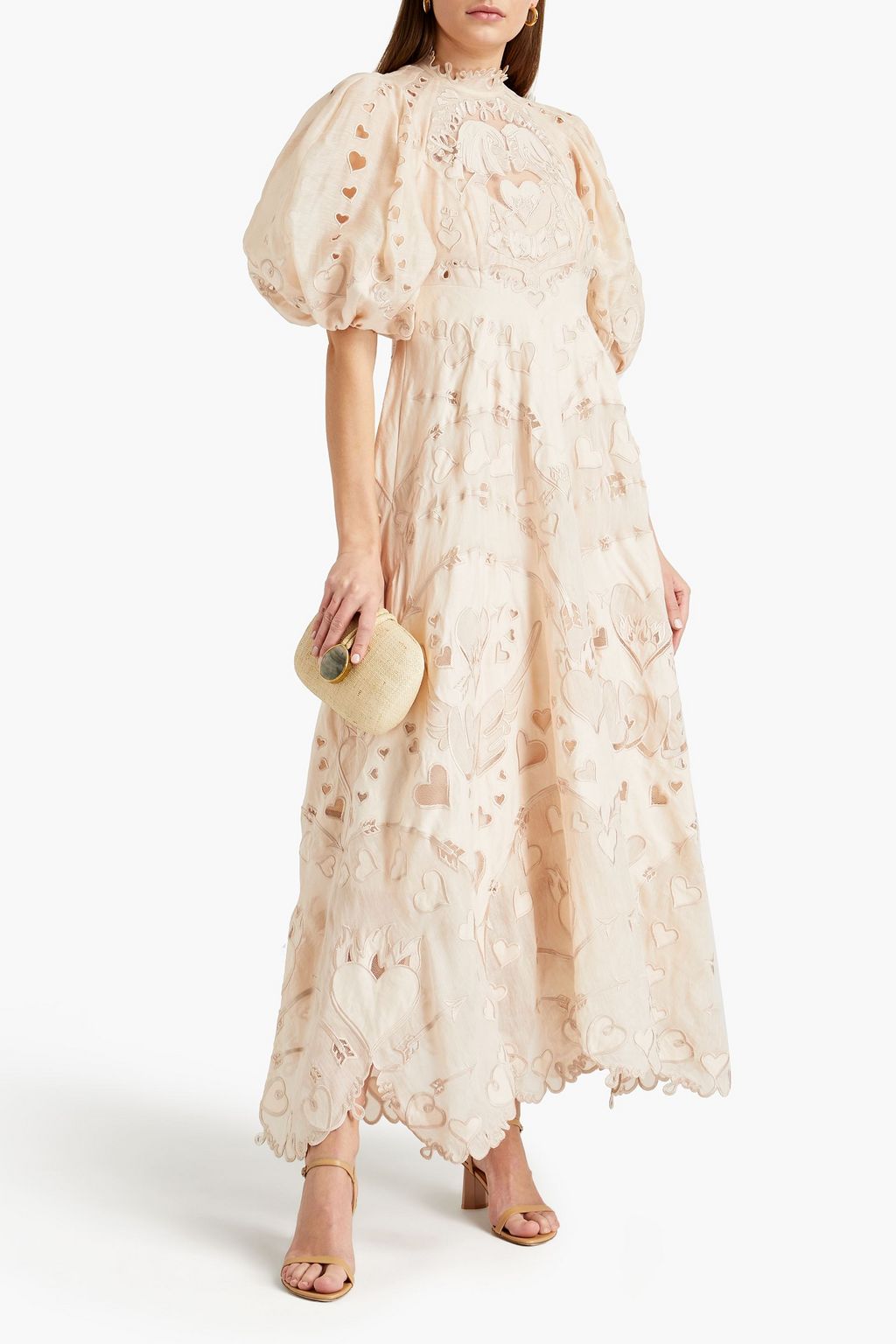 ZIMMERMANN The Lovestruck tulle-trimmed broderie anglaise linen and silk-blend gown