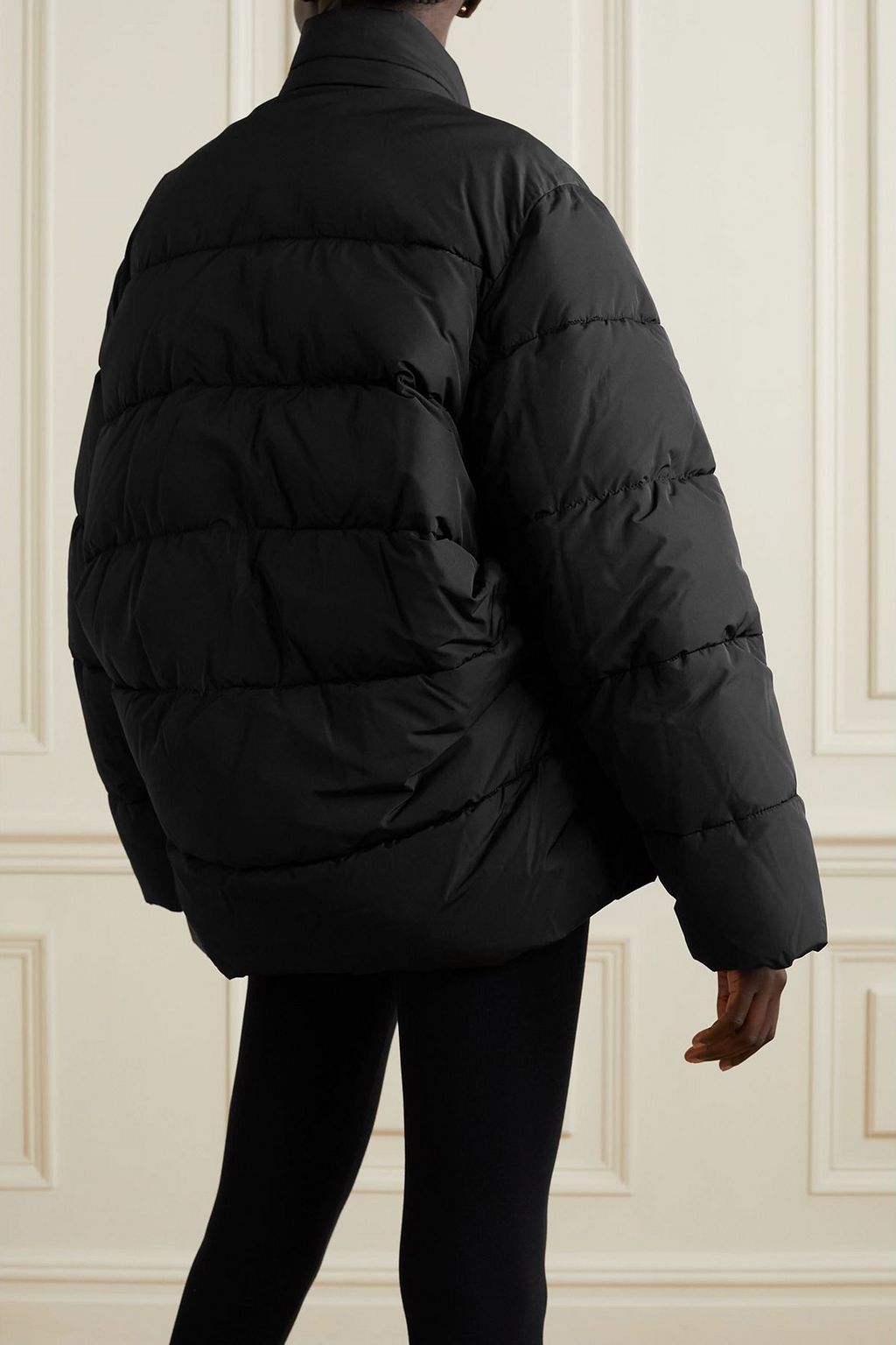 BALENCIAGA C-shape oversized hooded quilted shell jacket