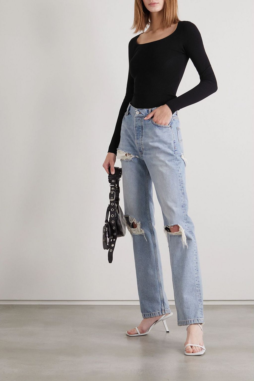 BALENCIAGA Ribbed stretch modal-blend jersey top