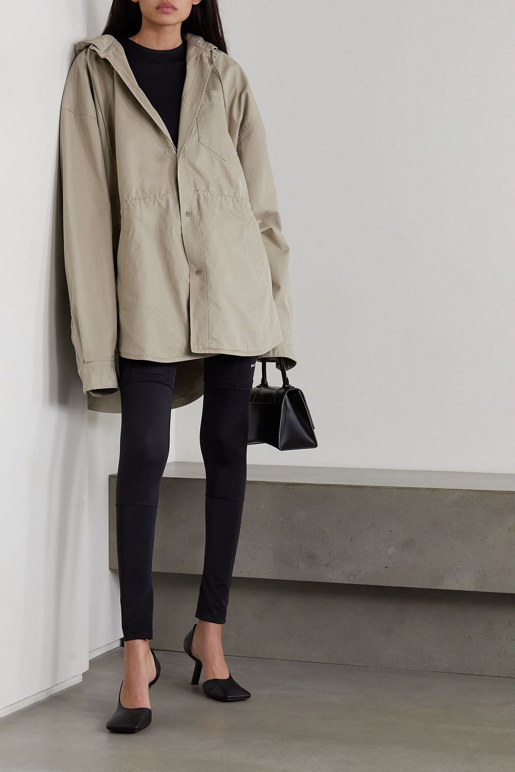BALENCIAGA جاكيت فضفاض من القطن بقبّعة