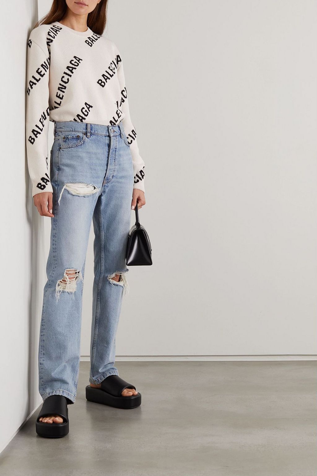 BALENCIAGA Intarsia cotton-blend sweater