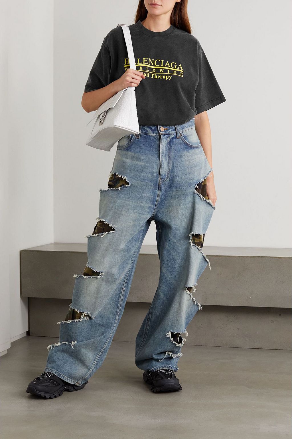 BALENCIAGA Oversized printed cotton-jersey T-shirt
