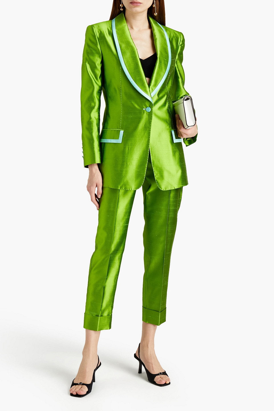 Dolce & Gabbana Silk-dupioni Blazer In Leaf Green