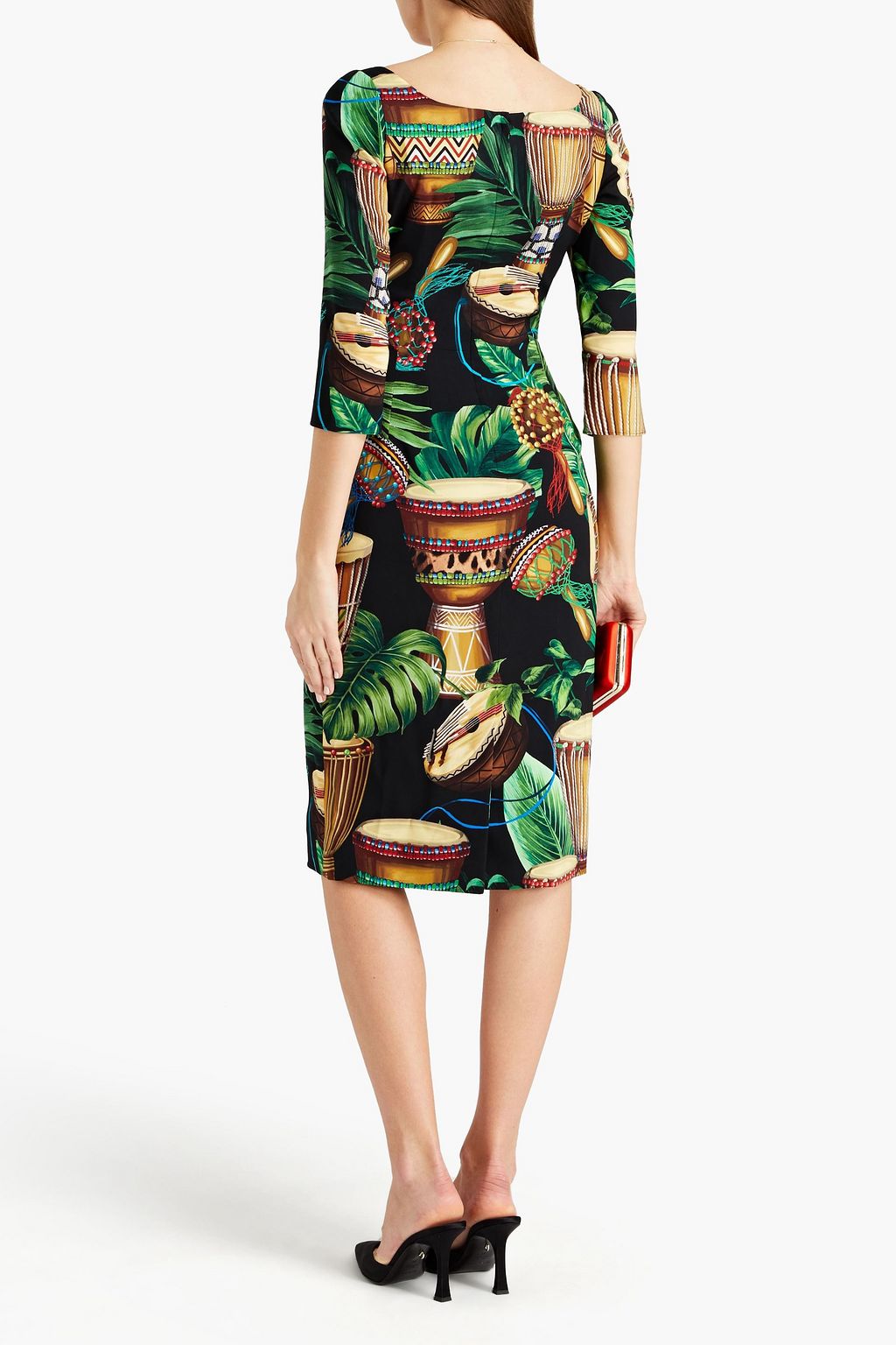 DOLCE&GABBANA Printed silk-blend crepe midi dress