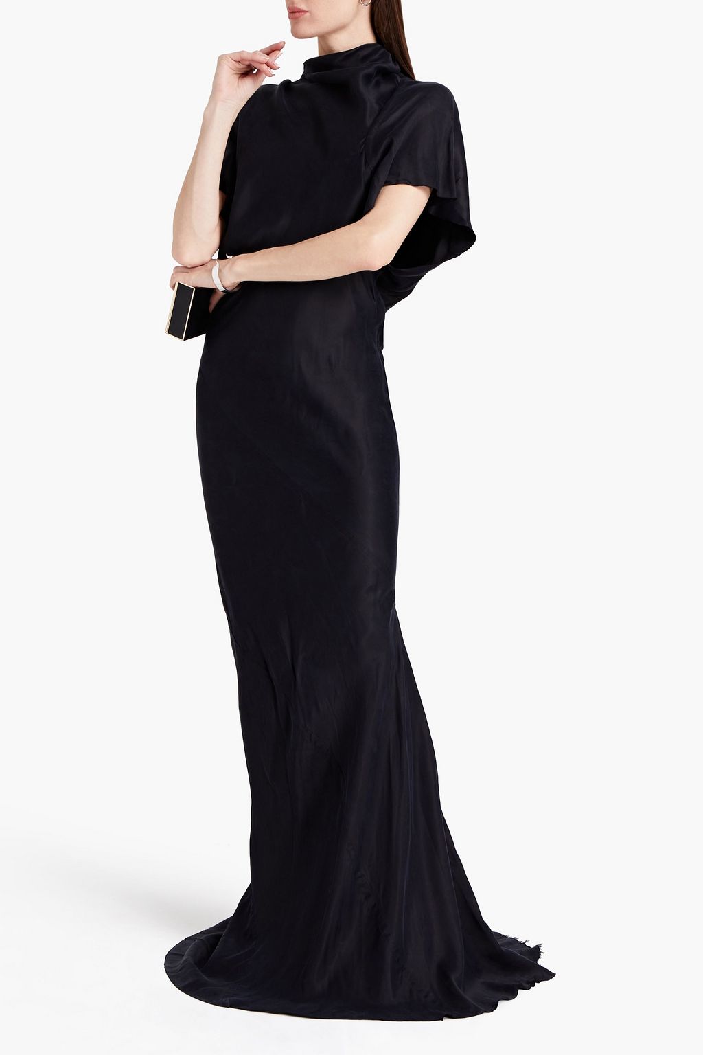 RICK OWENS Draped washed satin-cupro gown