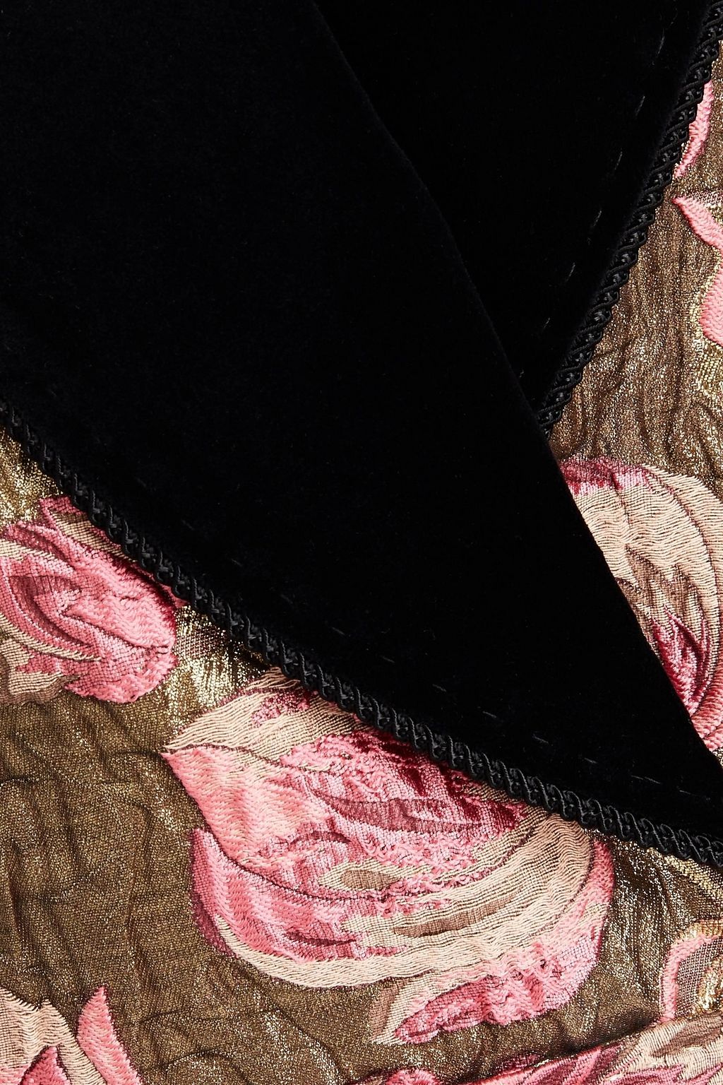 DOLCE&GABBANA Cropped velvet-paneled metallic brocade jacket